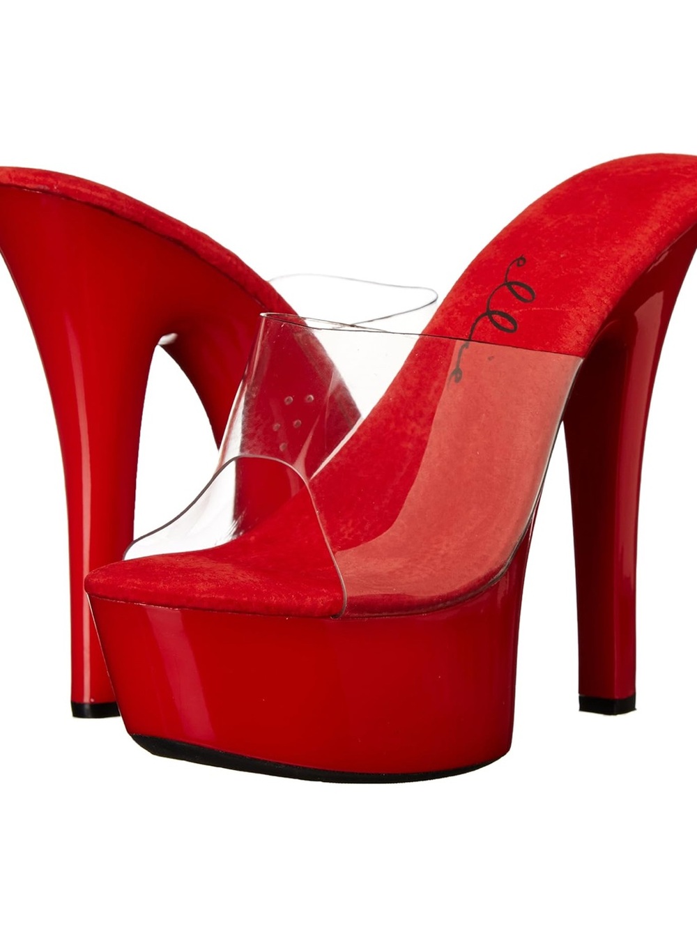Ellie Red Platform Clear Strap High Heel